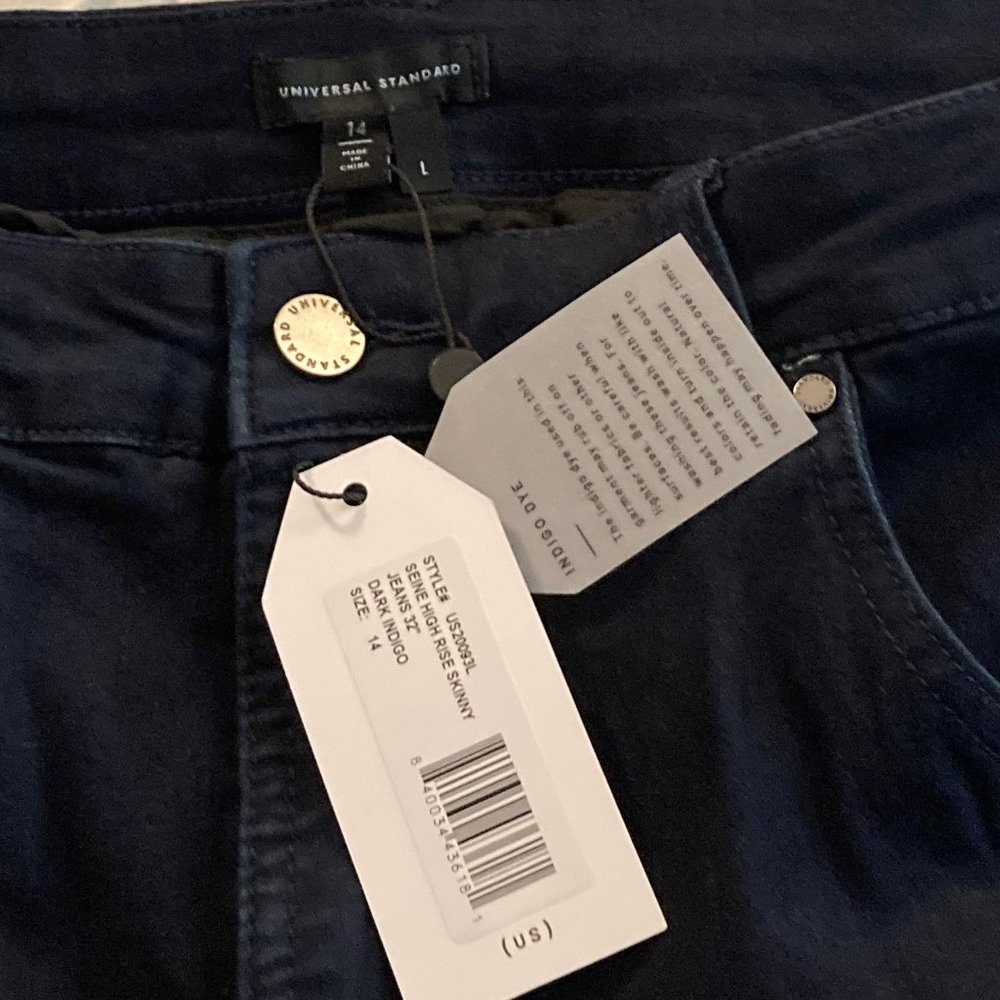 NWT Universal Standard Seine High Rise Skinny Jeans 32" 14 Dark Indigo